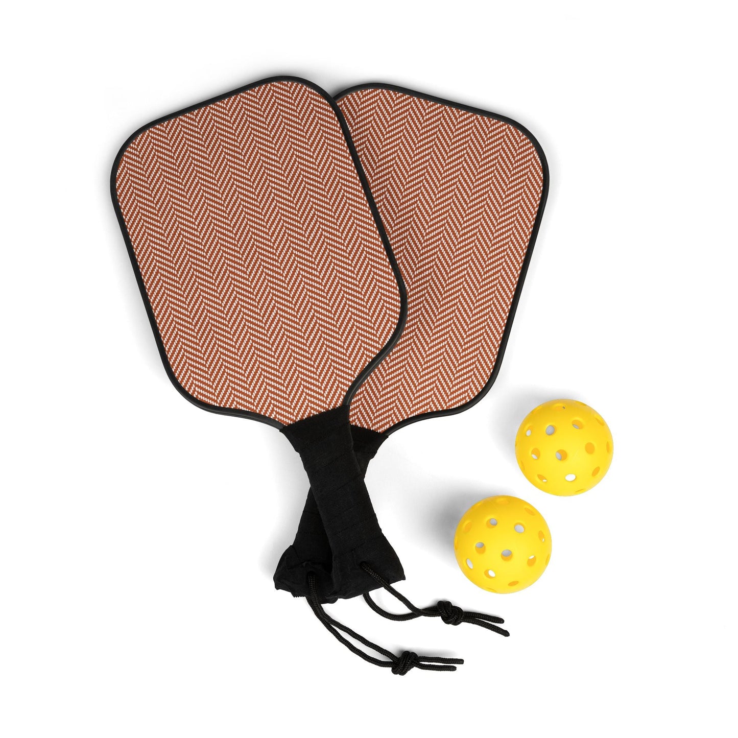 Pickleball Paddle Kit | Dark Orange & White | Herringbone