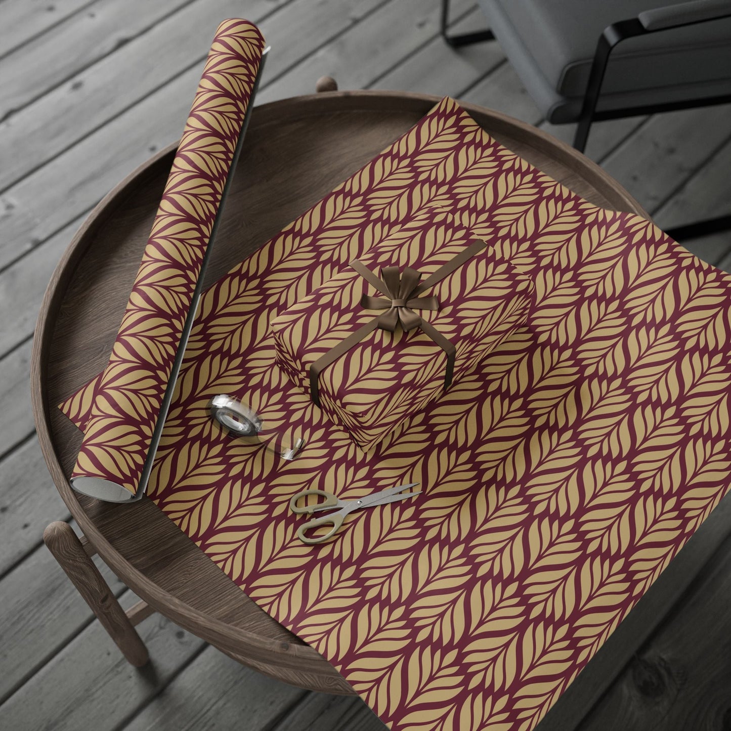 Gift Wrap | Maroon & Gold | Palm