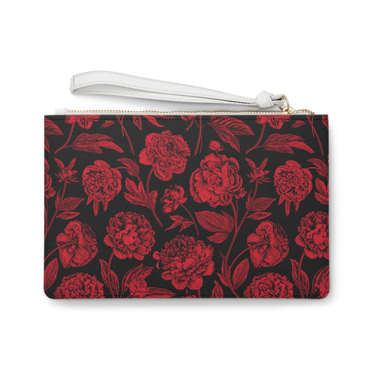 Clutch Bag | Red & Black | Peony
