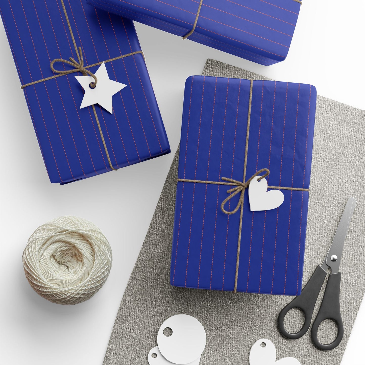 Gift Wrap | Bright Blue & Orange | Pinstripe