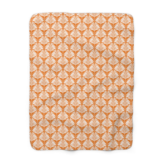 Sherpa Fleece Blanket | Orange & White | Deco