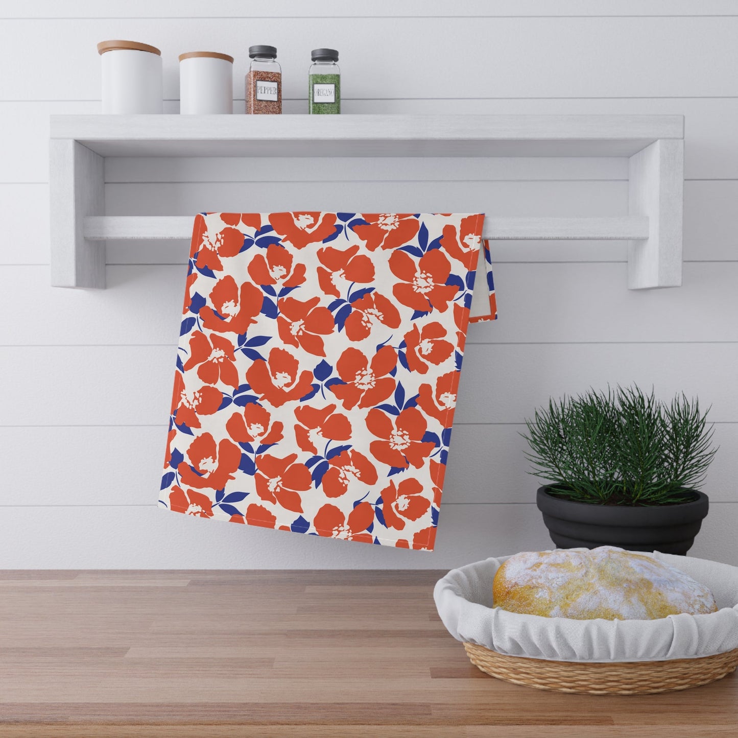Tea Towel | Bright Blue & Orange | Poppy