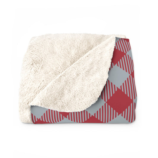 Sherpa Blanket | Red & Gray | Gingham