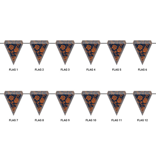 Flag Garland | Orange & Blue | Peony