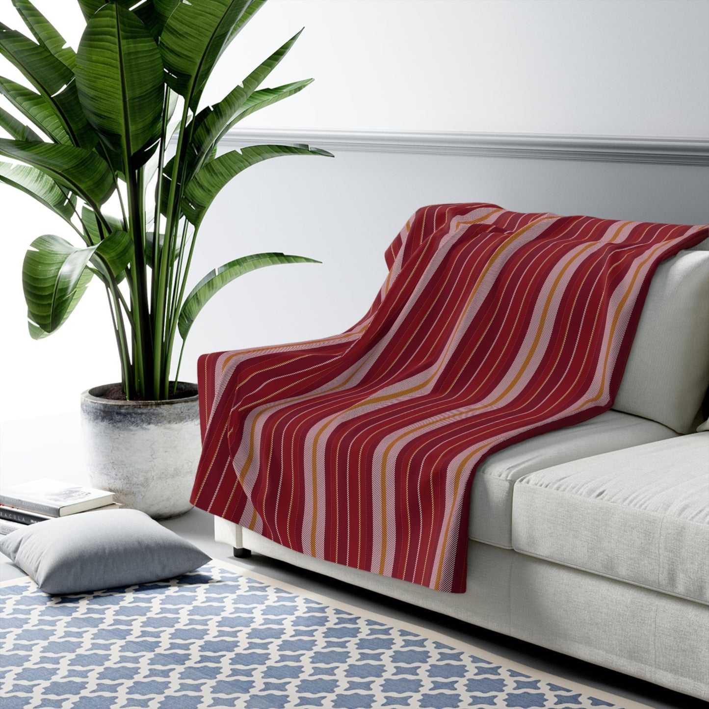 Sherpa Blanket | Red & Yellow | Stripe