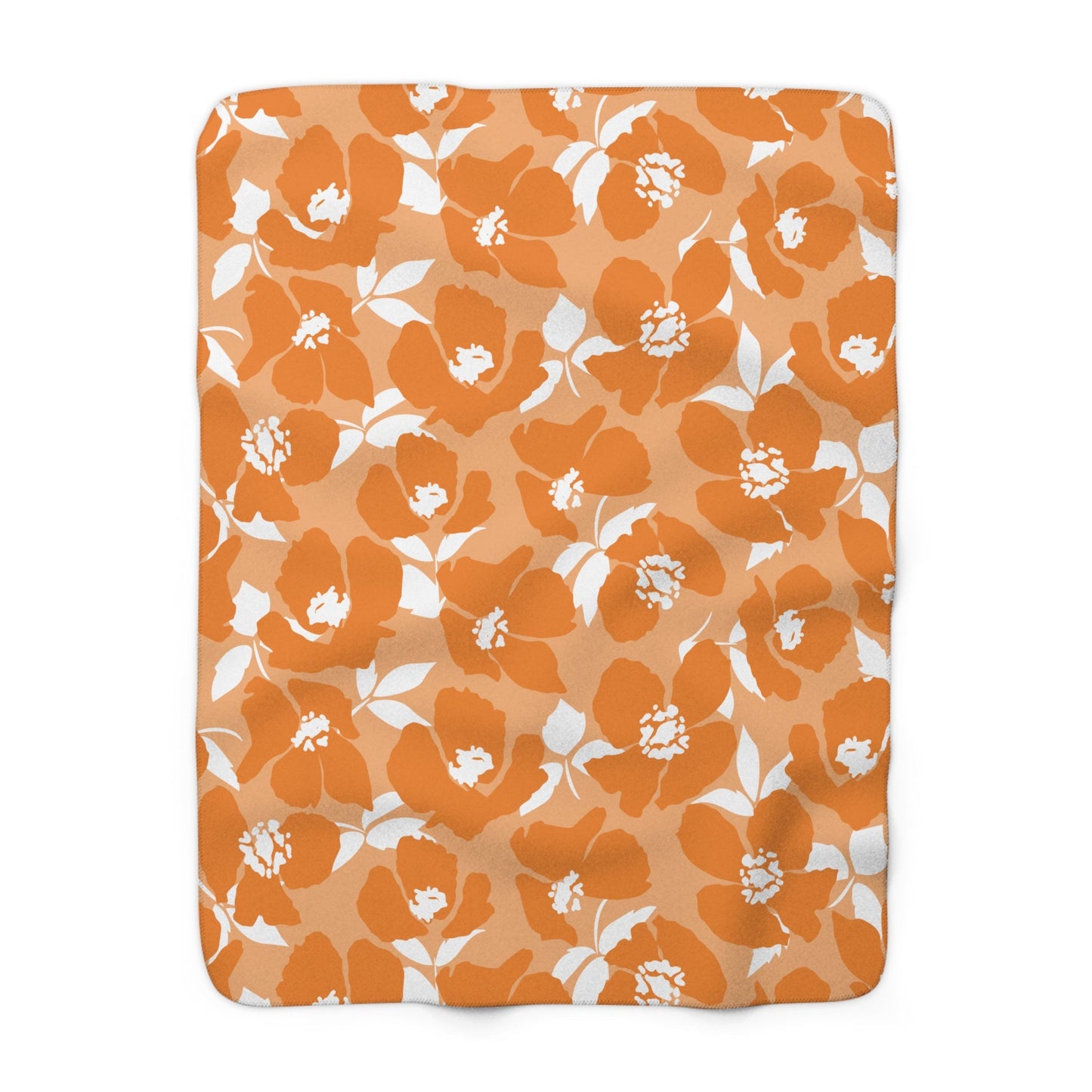 Sherpa Fleece Blanket | Orange & White | Poppy