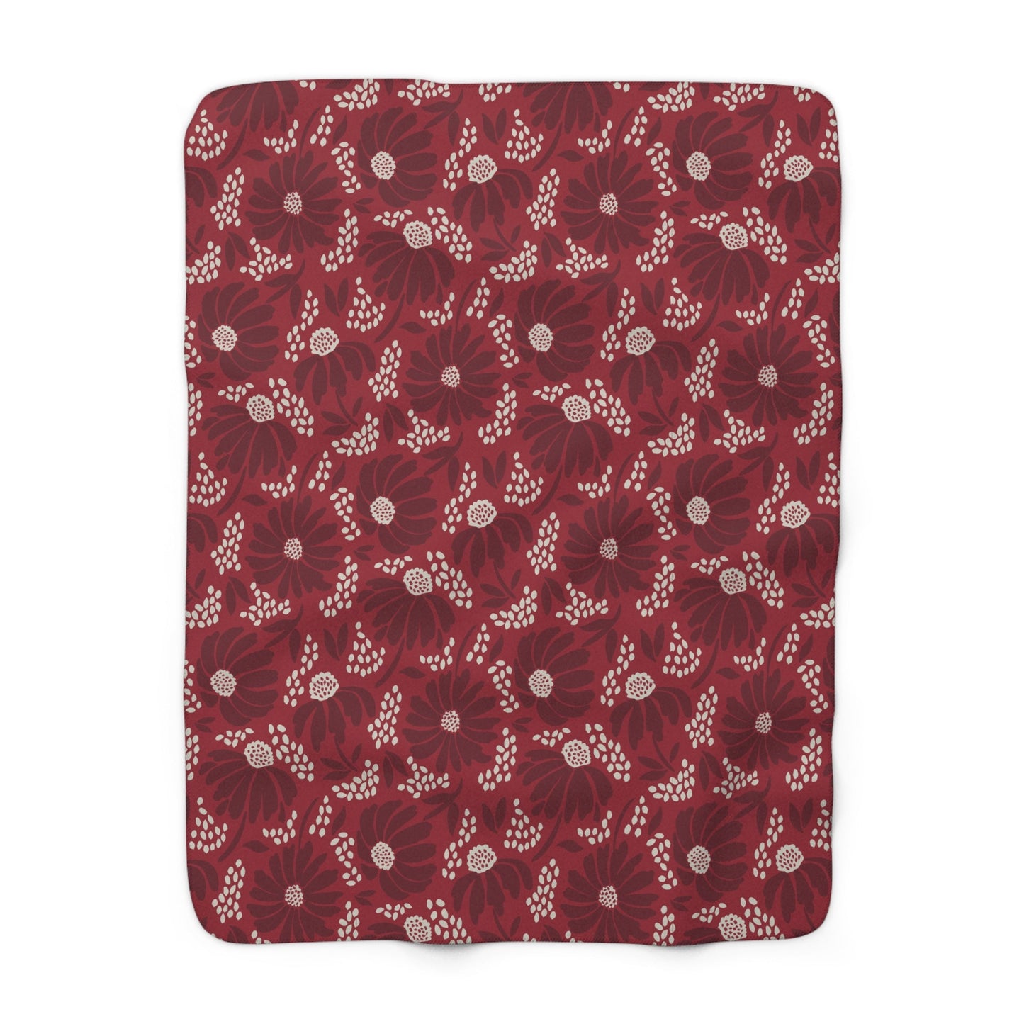 Sherpa Fleece Blanket | Maroon & White | Bellis