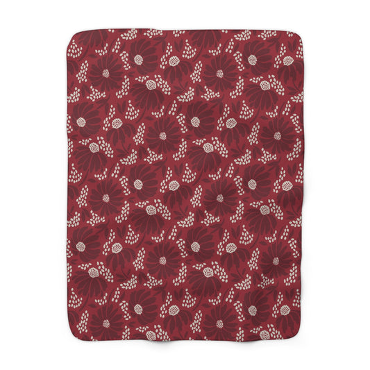 Sherpa Fleece Blanket | Maroon & White | Bellis