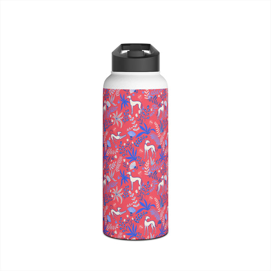 Insulated Water Bottle | Greyhounds | Pink Fern