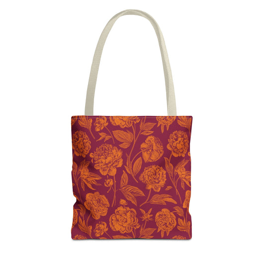 Tote Bags | Maroon & Orange | Peony
