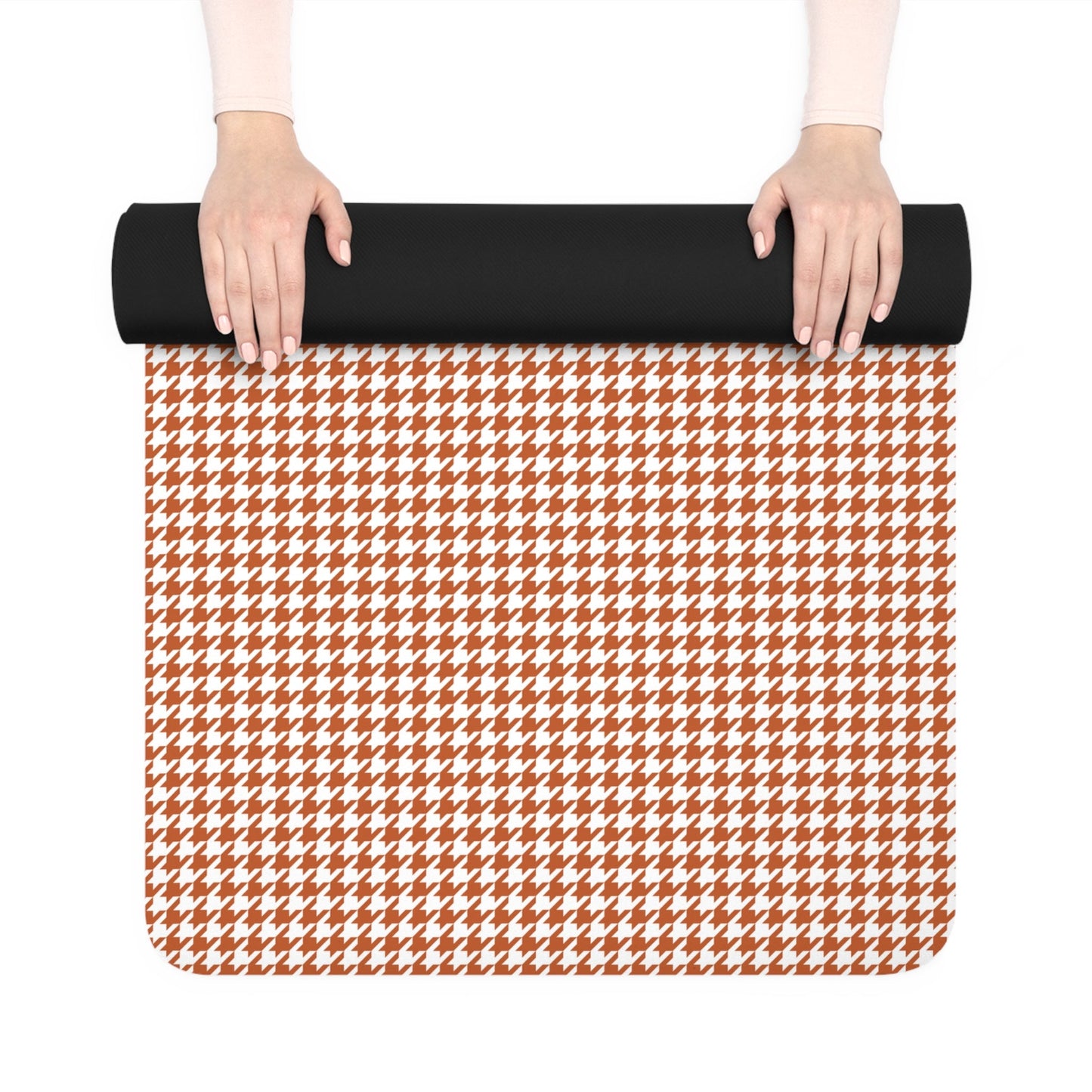 Yoga Mat | Dark Orange & White | Houndstooth