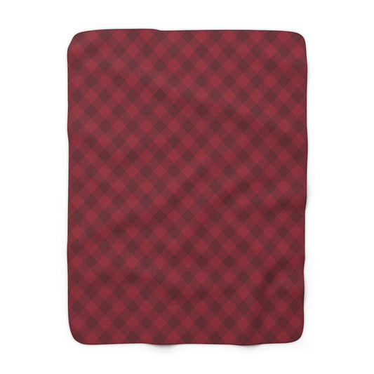 Sherpa Fleece Blanket | Maroon & White | Gingham