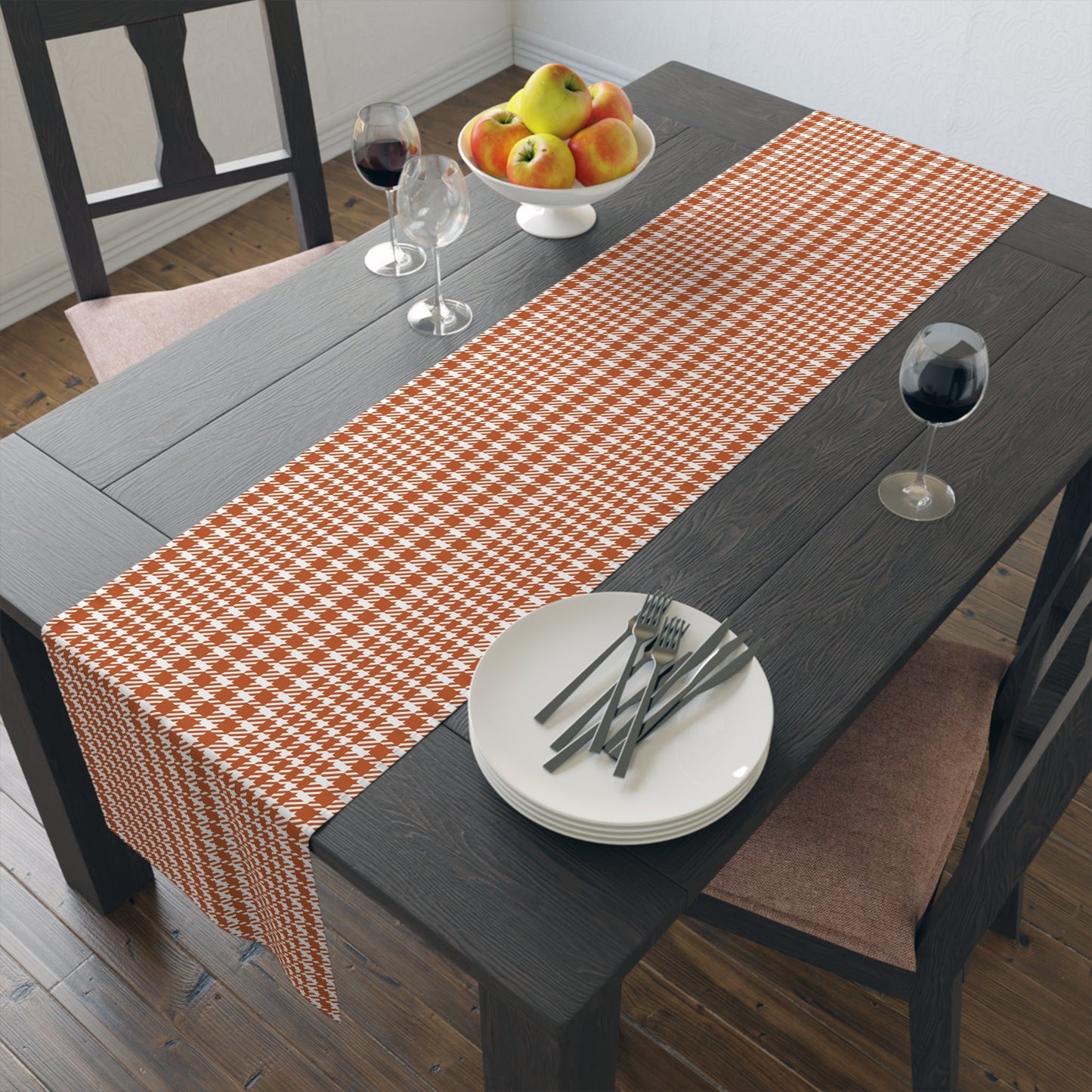 Table Runner | Dark Orange & White | Tweed
