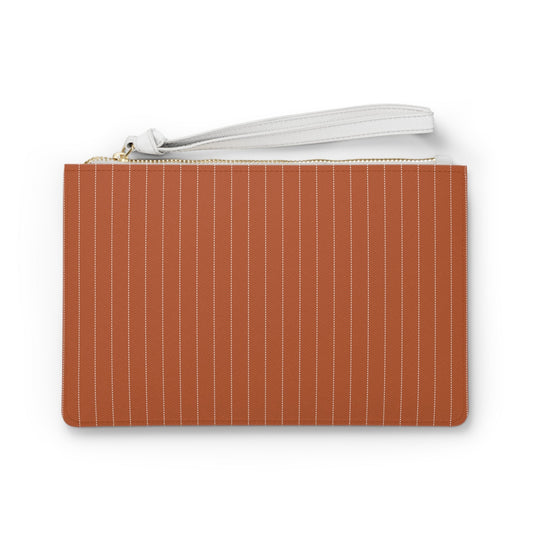 Clutch Bag | Dark Orange & White | Pinstripe
