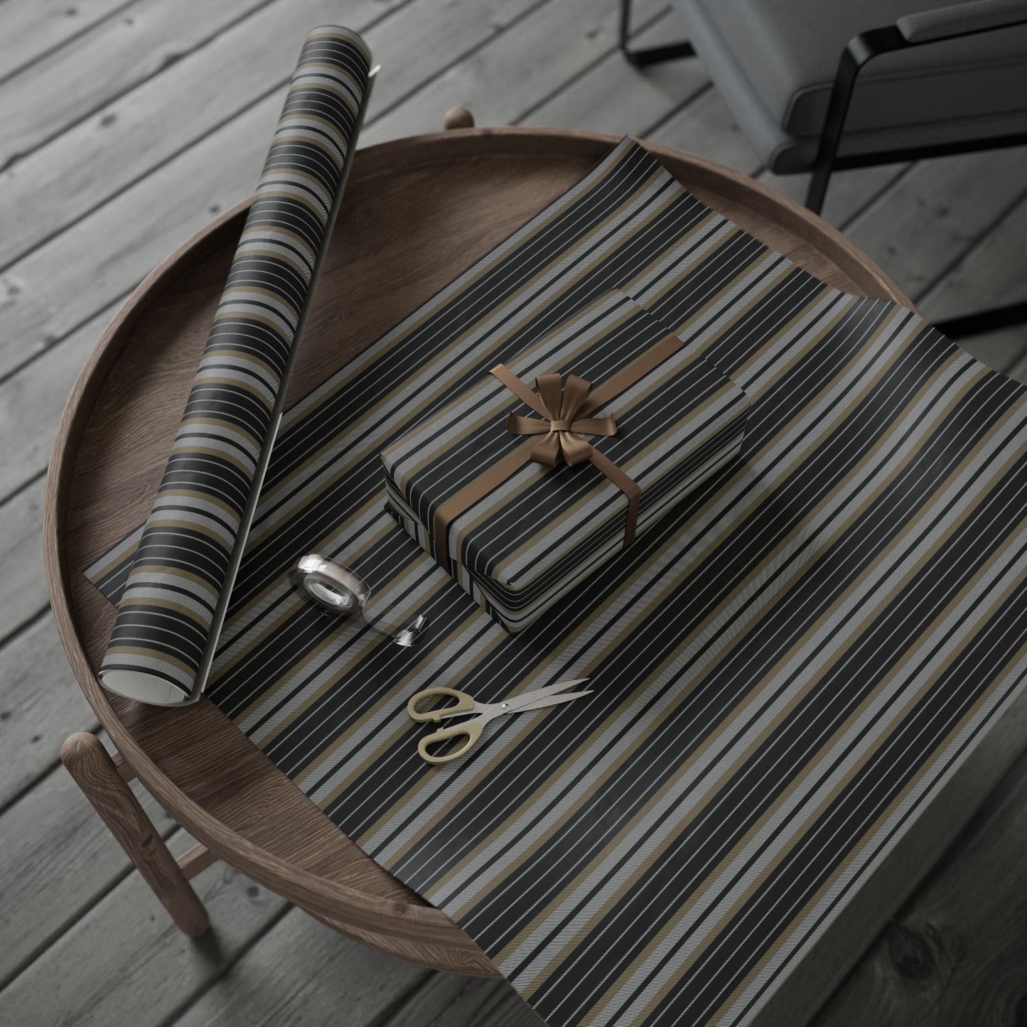 Gift Wrap | Black & Gold | Stripe