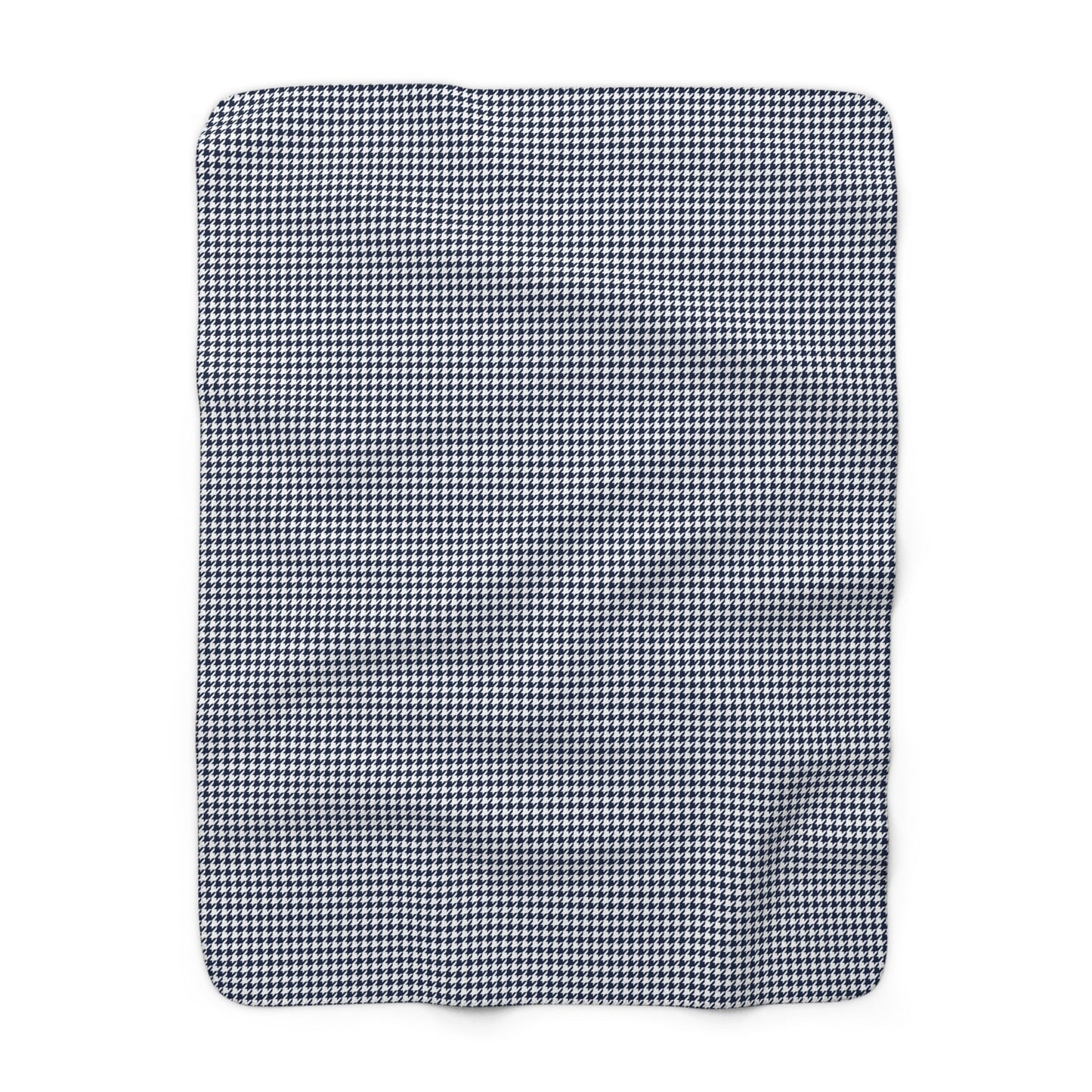 Sherpa Fleece Blanket | Navy & White | Houndstooth