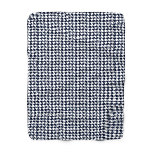 Sherpa Fleece Blanket | Navy & White | Houndstooth