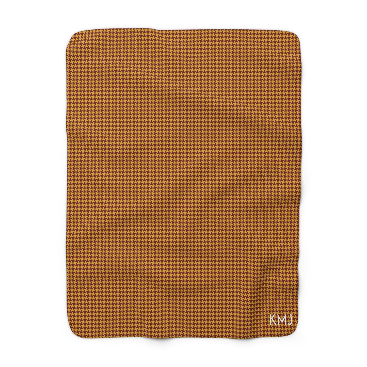 Sherpa Fleece Blanket- Personalized | Red & Yellow | Houndstooth