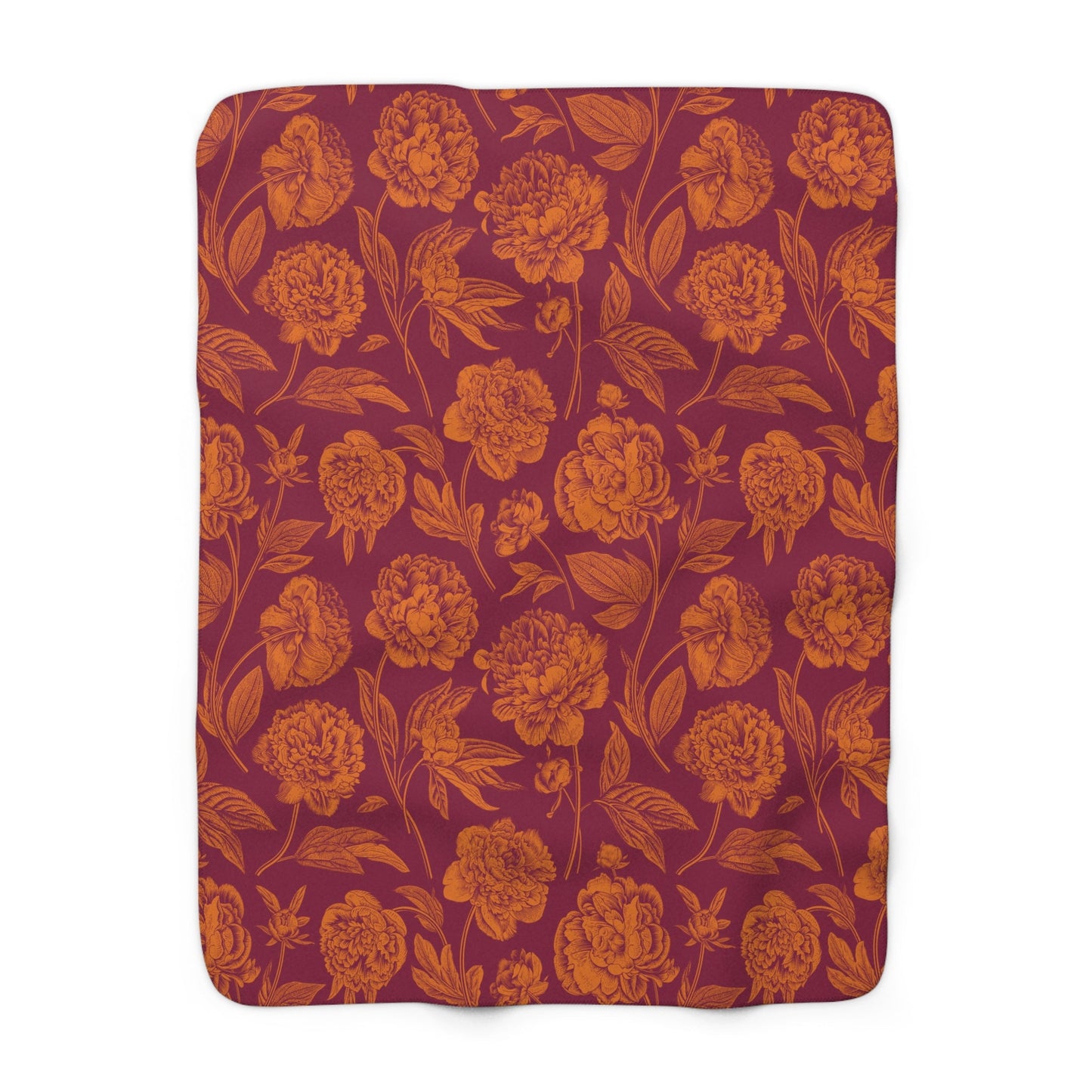 Sherpa Blanket | Maroon & Orange | Peony