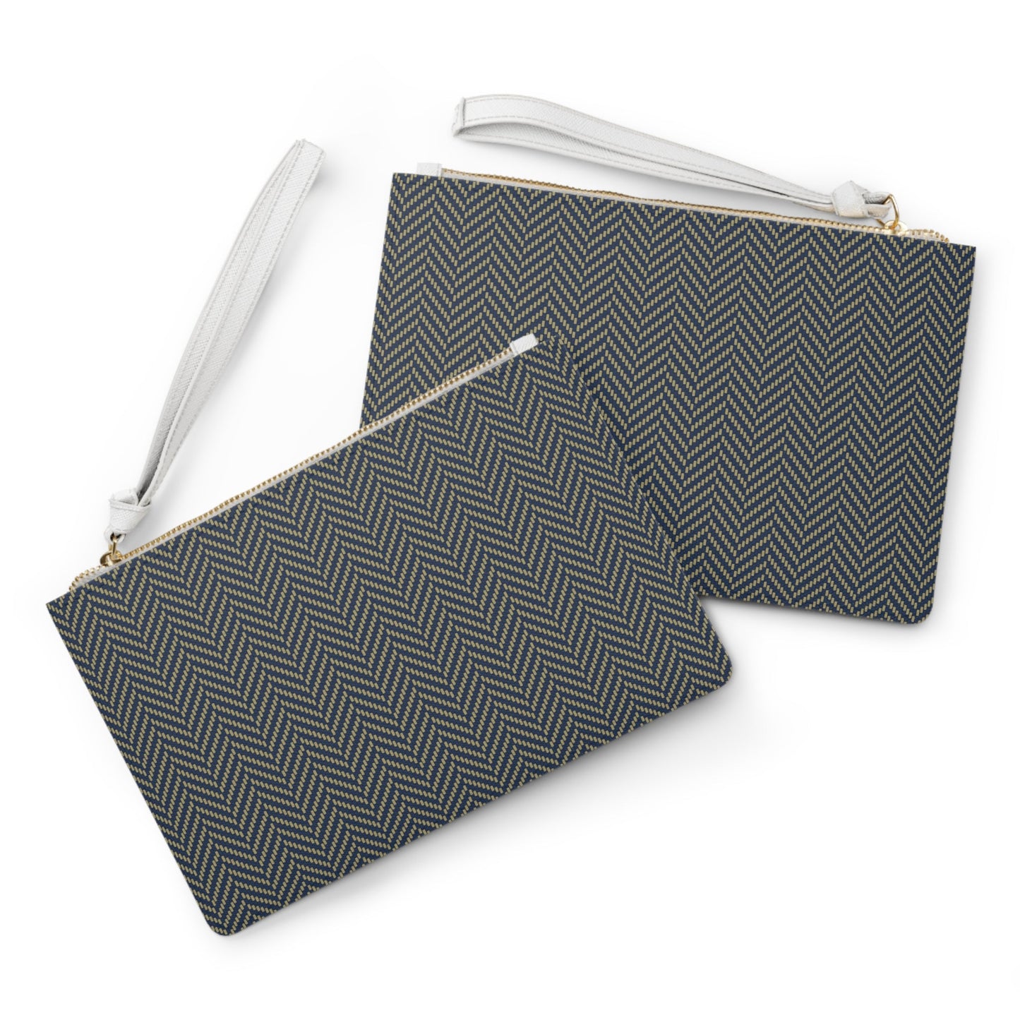 Clutch Bag | Gold & Blue | Herringbone