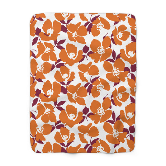 Sherpa Blanket | Maroon & Orange | Poppy