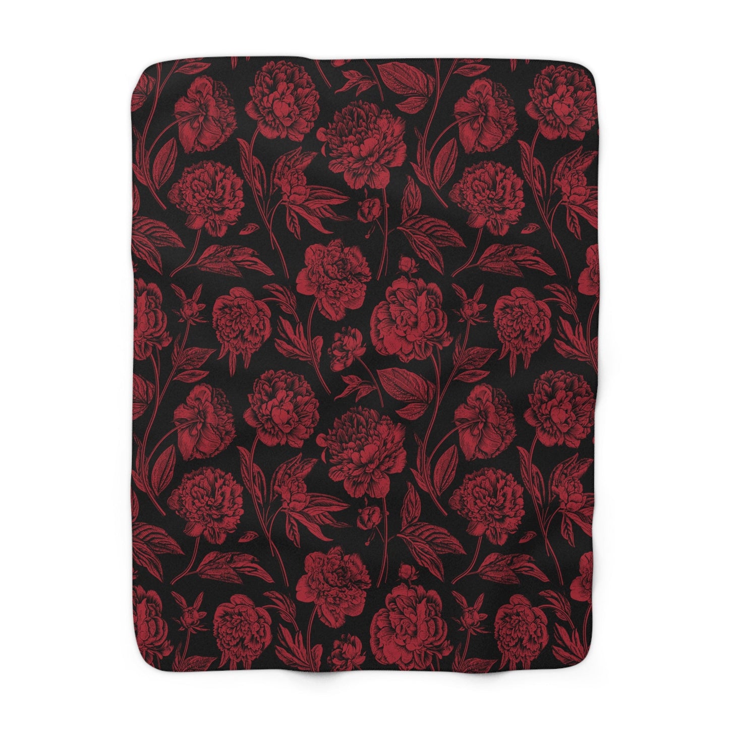 Sherpa Fleece Blanket | Red & Black | Peony