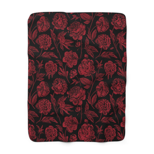 Sherpa Fleece Blanket | Red & Black | Peony