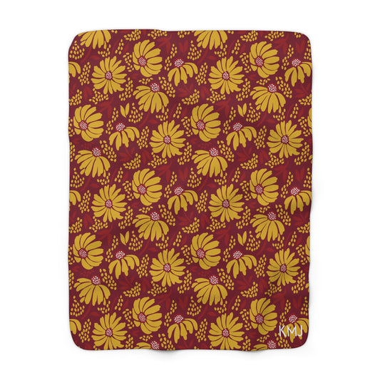 Sherpa Fleece Blanket- Personalized | Red & Yellow | Bellis