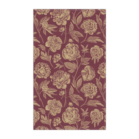 Tea Towels | Maroon & Gold | Peony