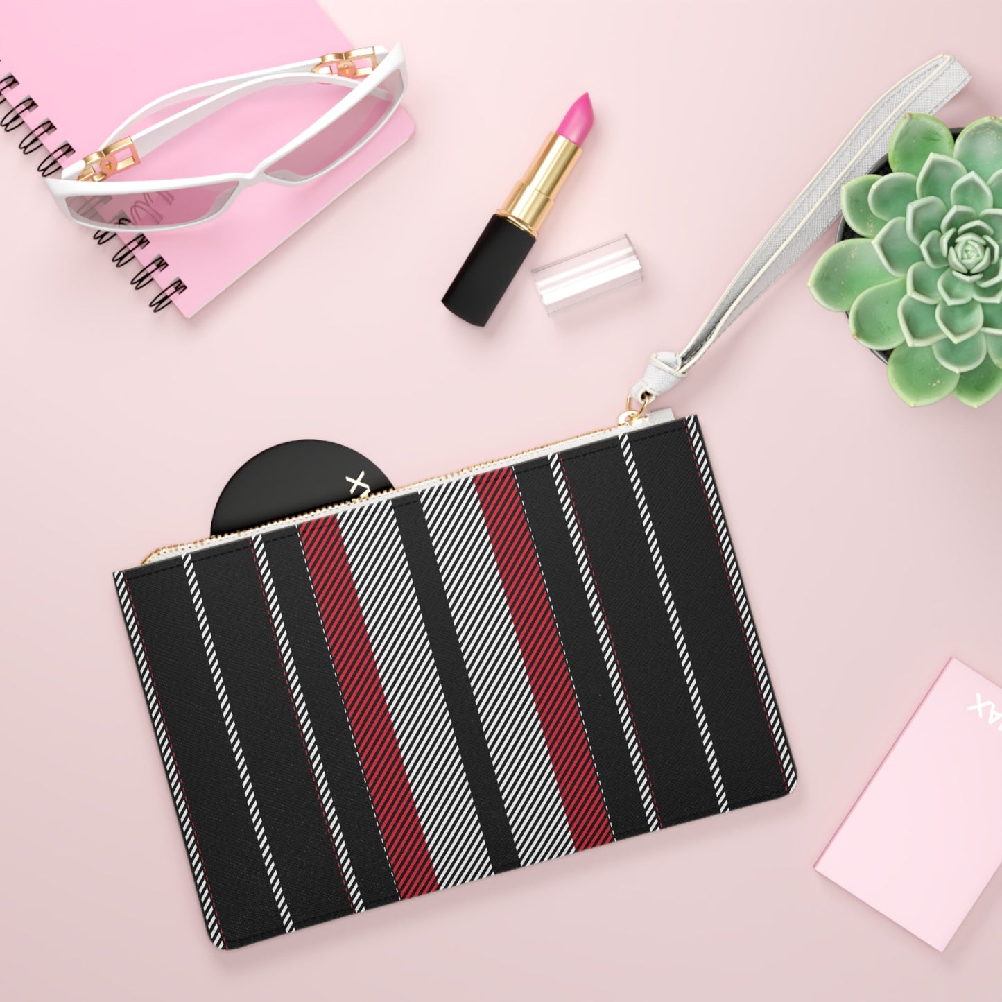 Clutch Bag | Red & Black | Stripe
