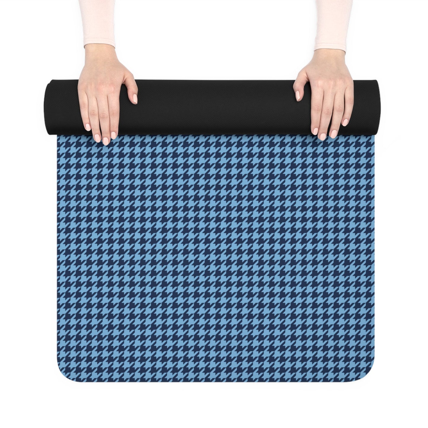 Yoga Mat | Light Blue & White | Houndstooth