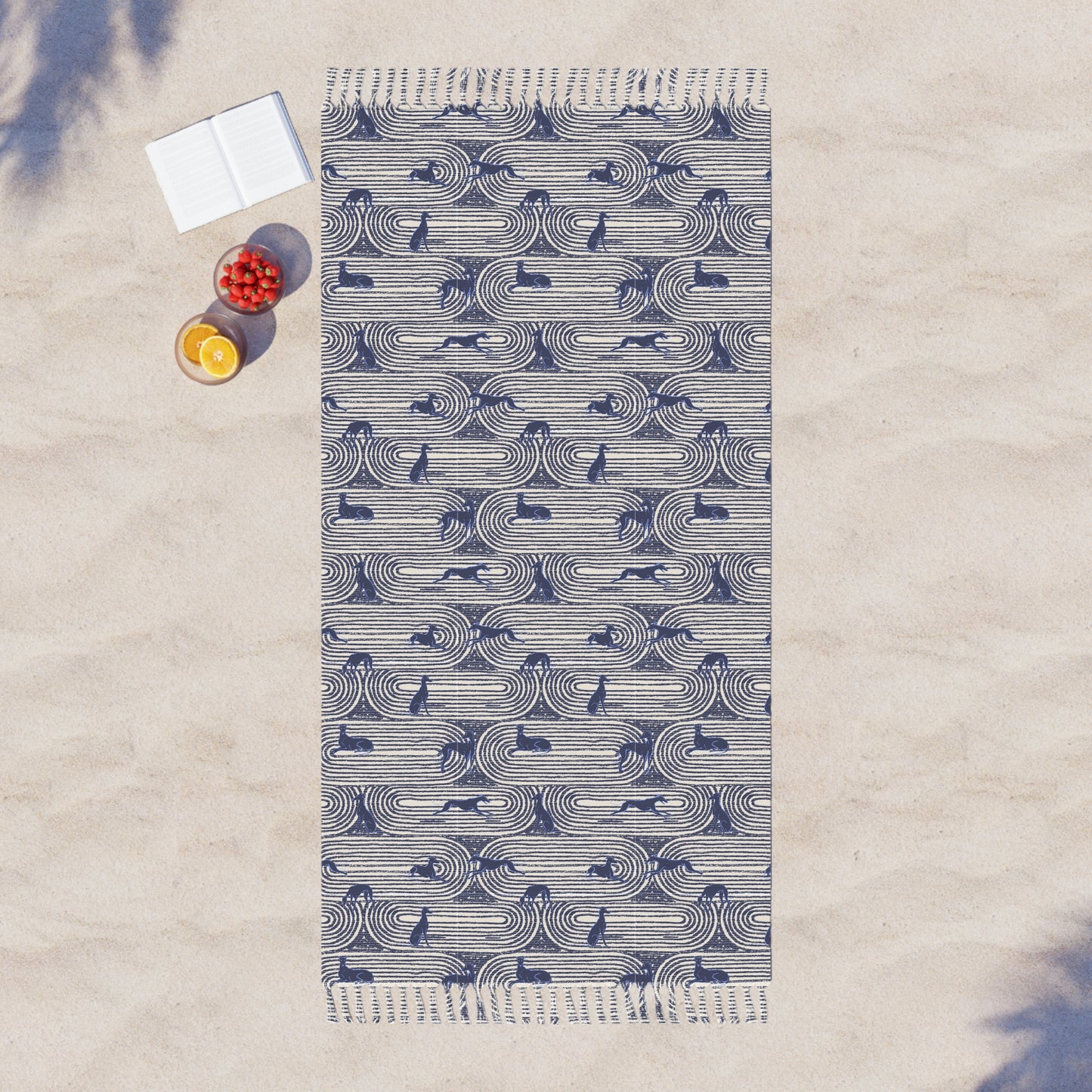 Boho Beach Towel | Greyhounds | Blue Track