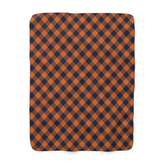 Sherpa Blanket | Orange & Blue | Gingham