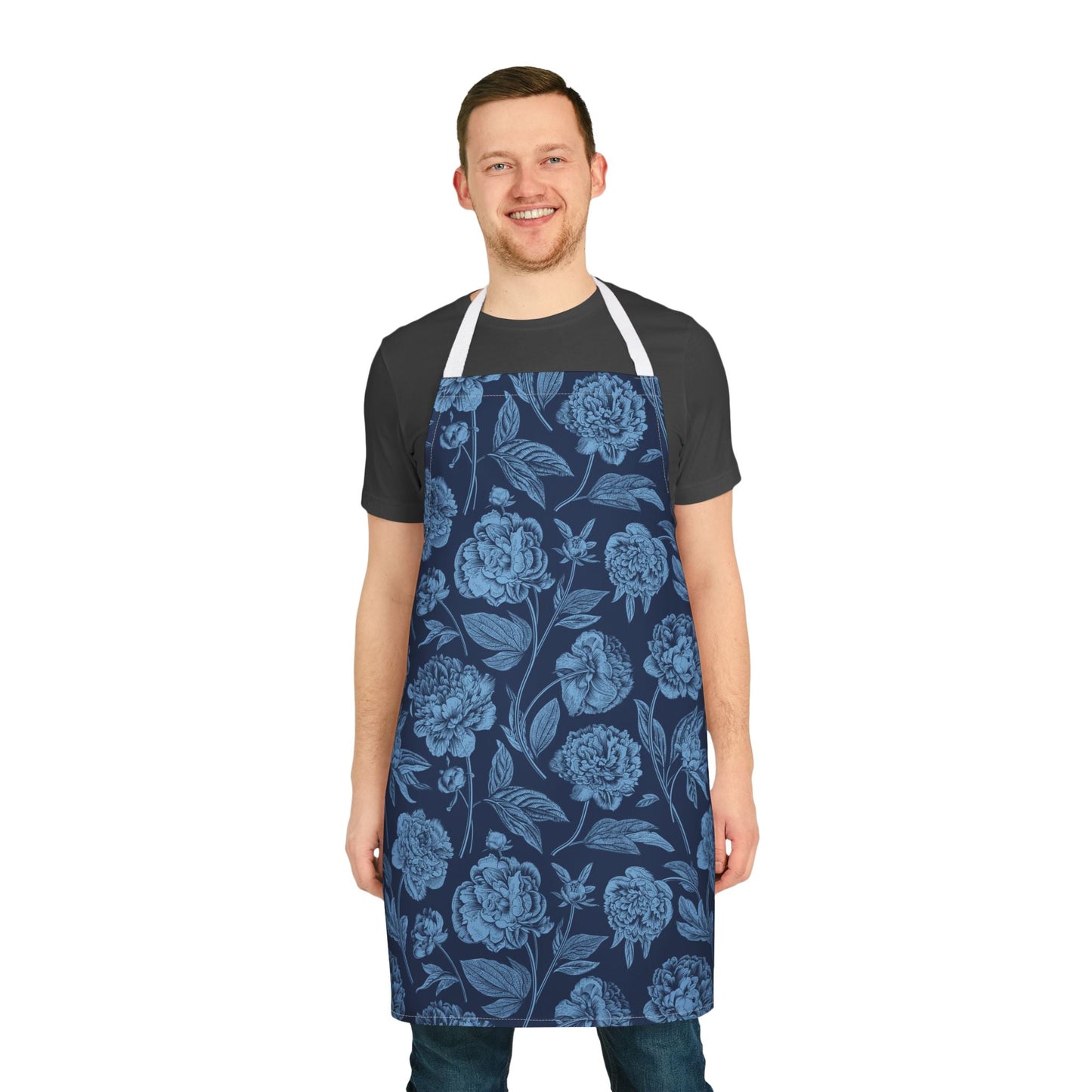Apron | Light Blue & White | Peony