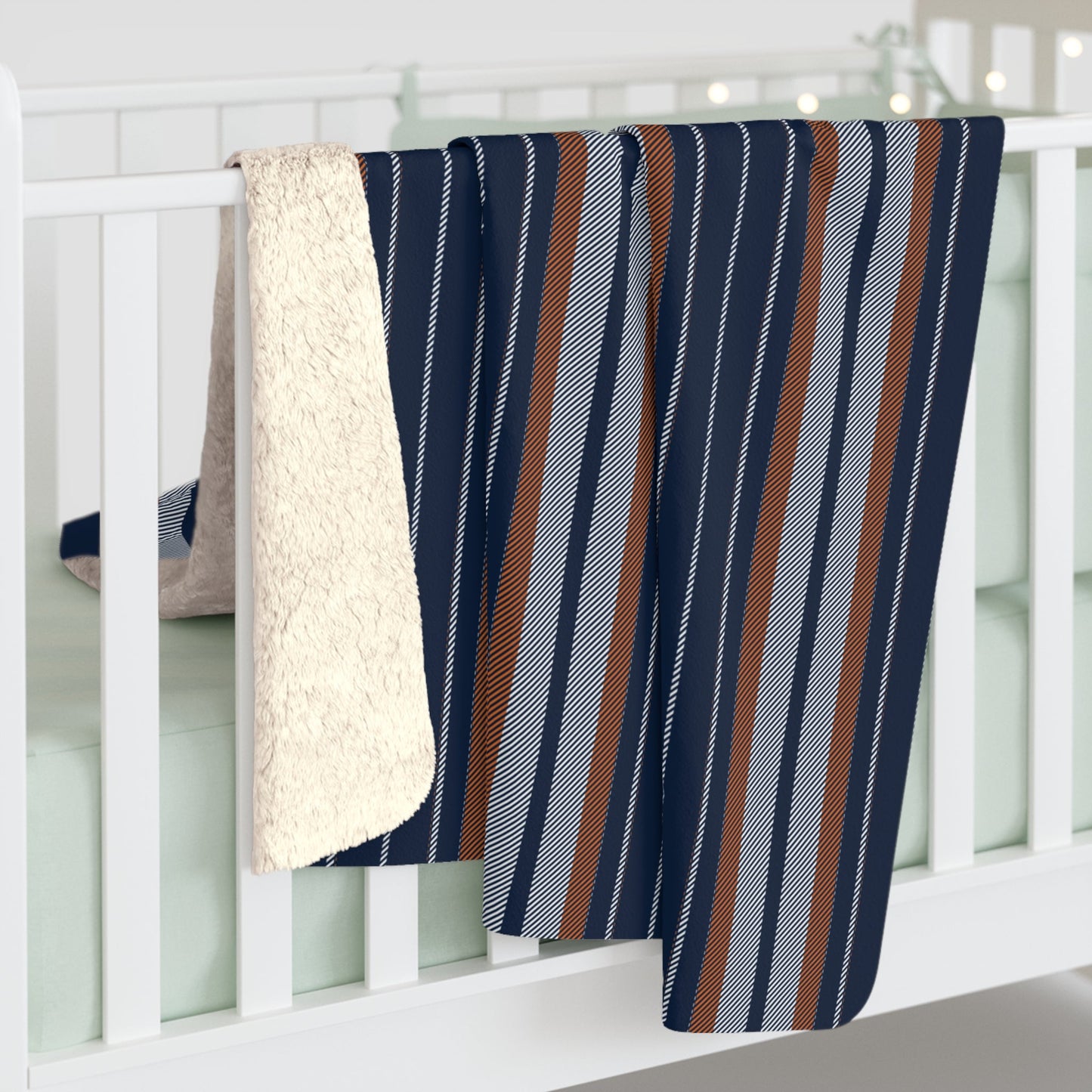 Sherpa Blanket | Orange & Blue | Stripe