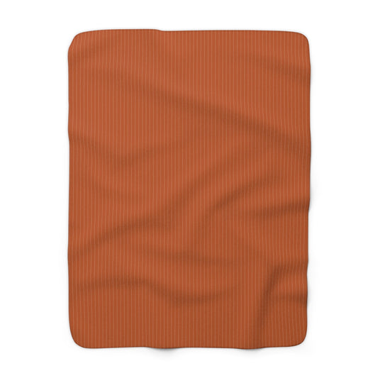 Sherpa Blanket | Dark Orange & White | Pinstripe