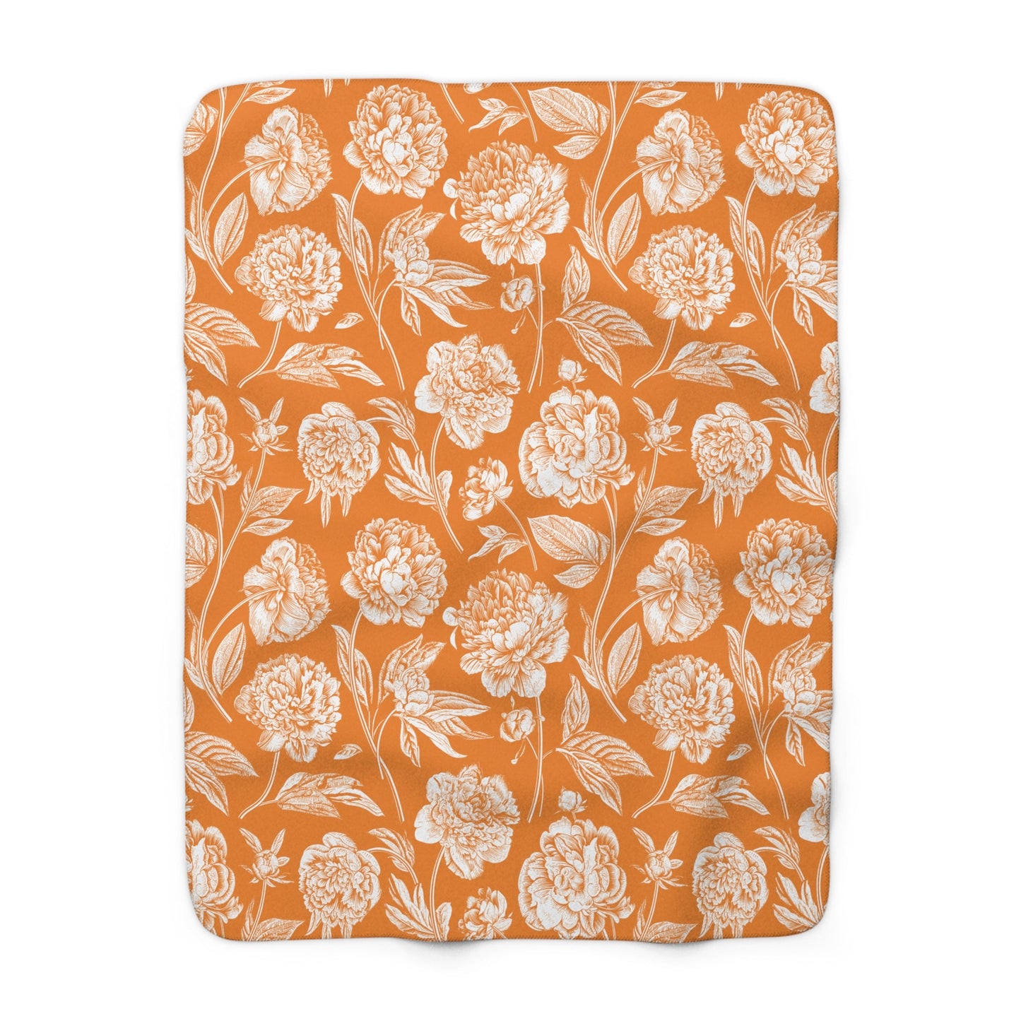 Sherpa Fleece Blanket | Orange & White | Peony