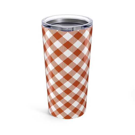 Tumbler | Dark Orange & White | Gingham