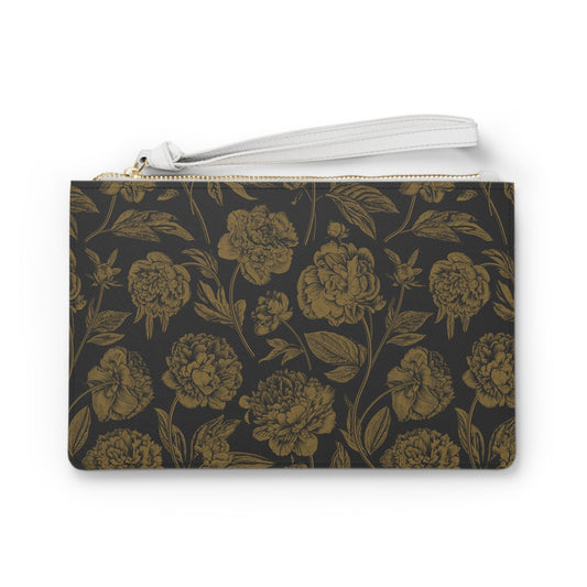 Clutch Bag | Black & Gold | Peony