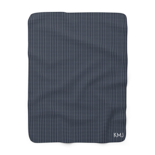 Sherpa Fleece Blanket- Personalized | Navy & White | Tweed
