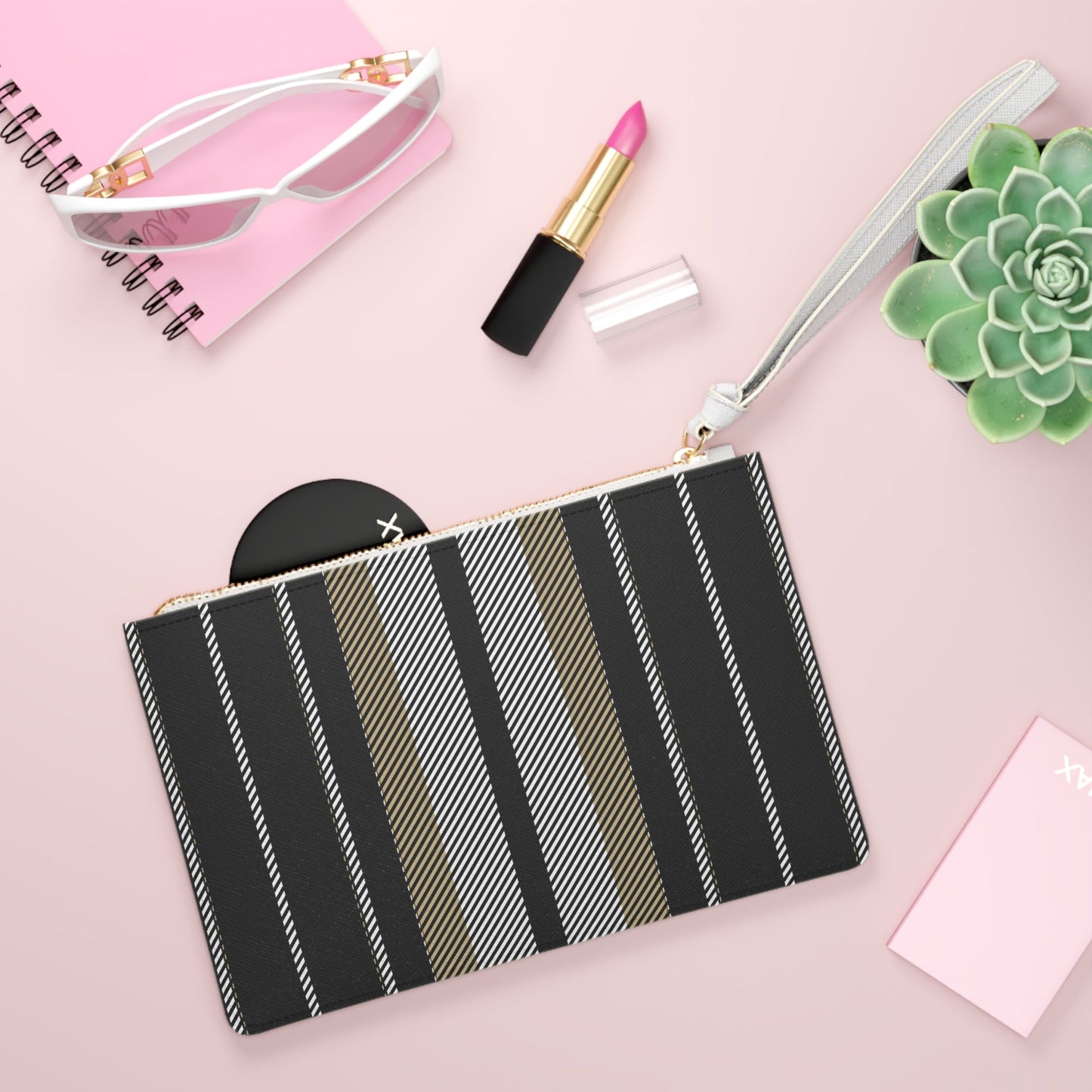 Clutch Bag | Black & Gold | Stripe