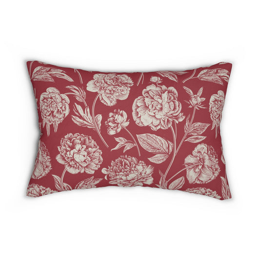 Pillow | Maroon & White | Peony
