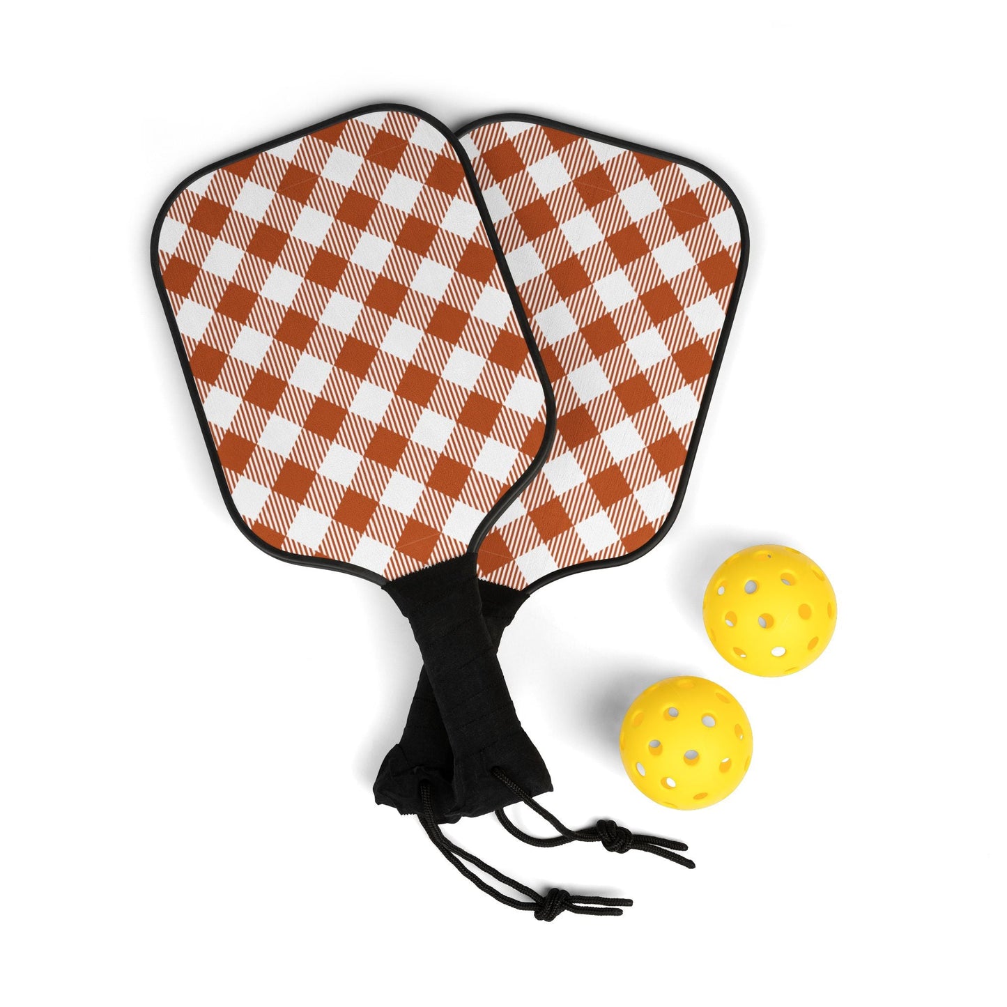 Pickleball Paddle Kit | Dark Orange & White | Gingham