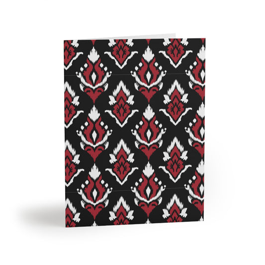 Notecards Set | Red & Black | Ikat