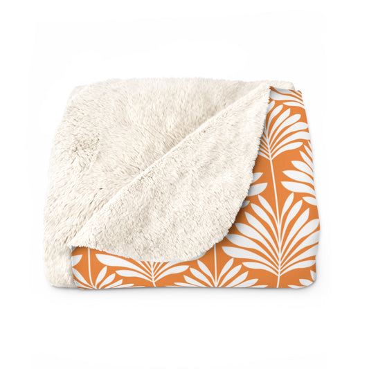 Sherpa Fleece Blanket | Orange & White | Deco
