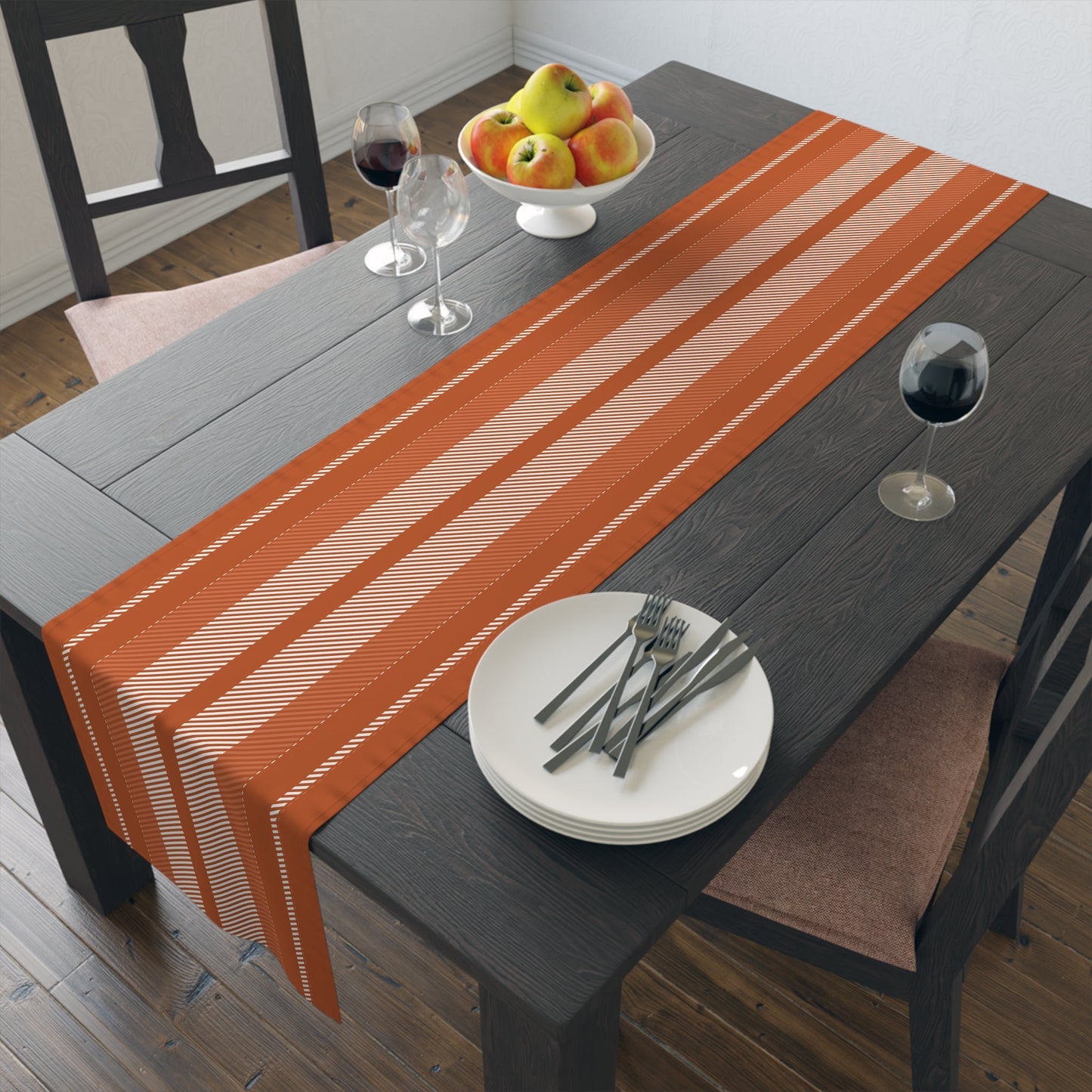 Table Runner | Dark Orange & White | Stripe