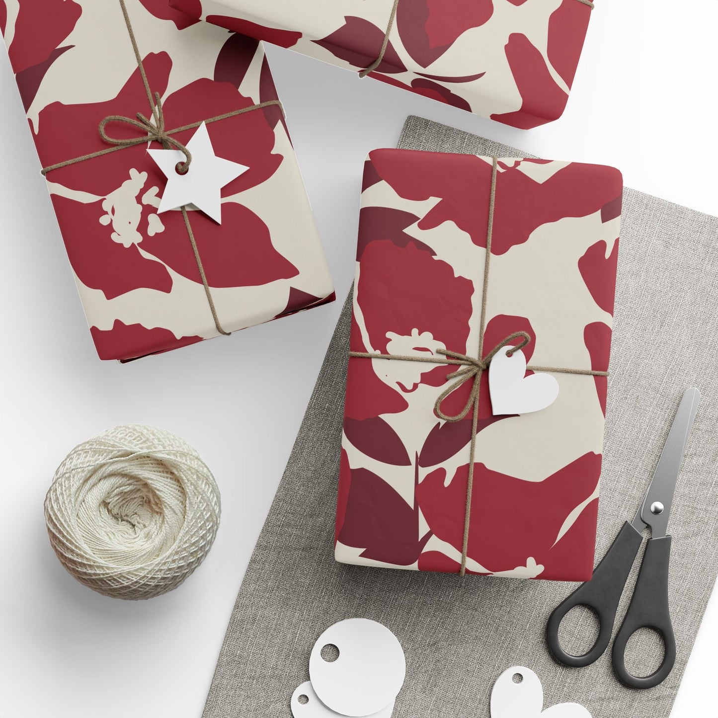 Gift Wrap | Maroon & White | Poppy