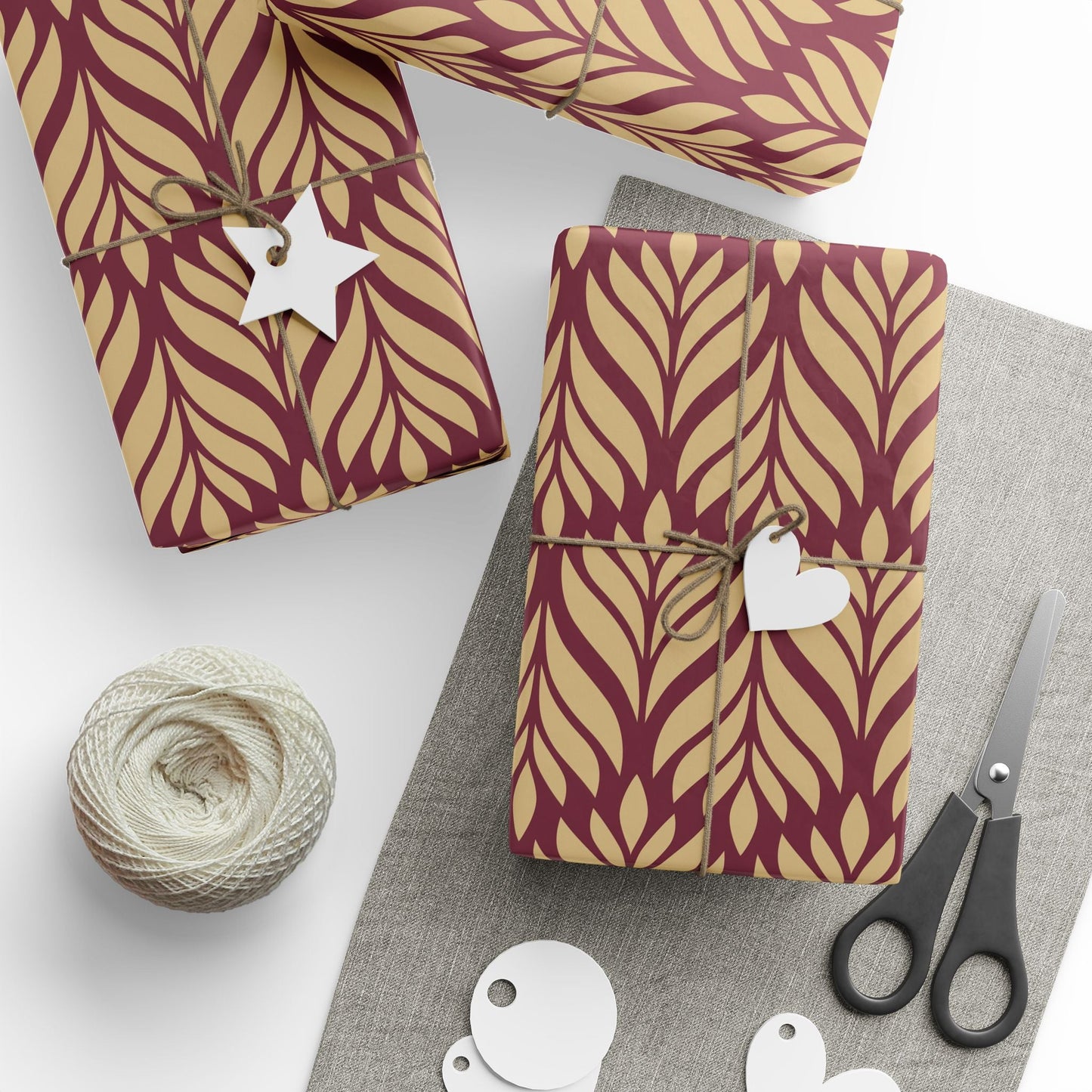 Gift Wrap | Maroon & Gold | Palm