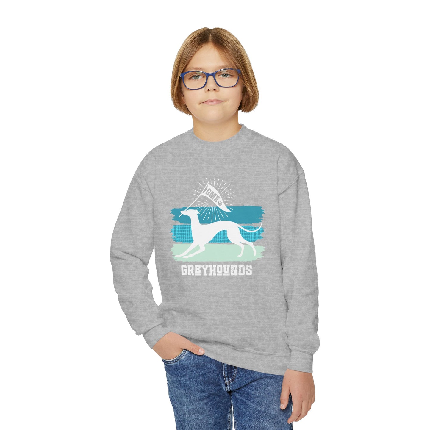 Youth Crewneck Sweatshirt | Greyhounds | Teal Flag