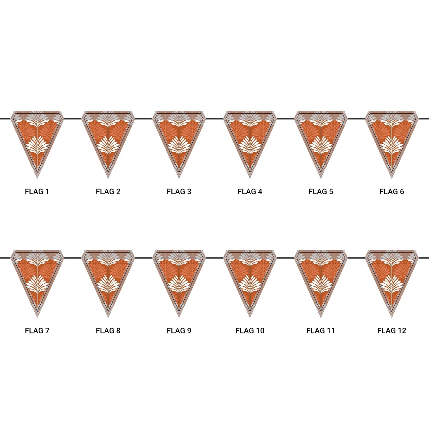 Flag Garland | Dark Orange & White | Deco